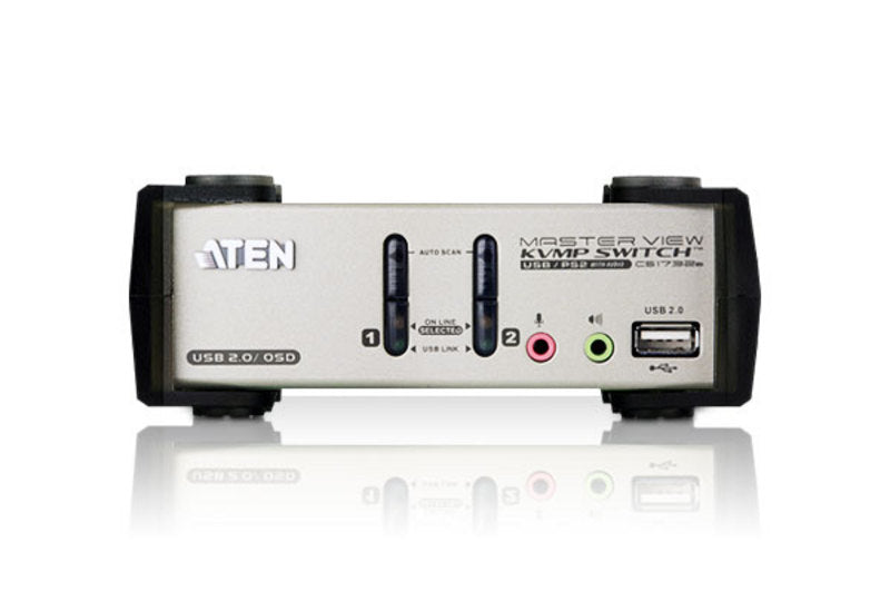 Aten CS1732B-AT-G 2P PS/2-USB VGA/Audio KVMP Commutateur W/OSD