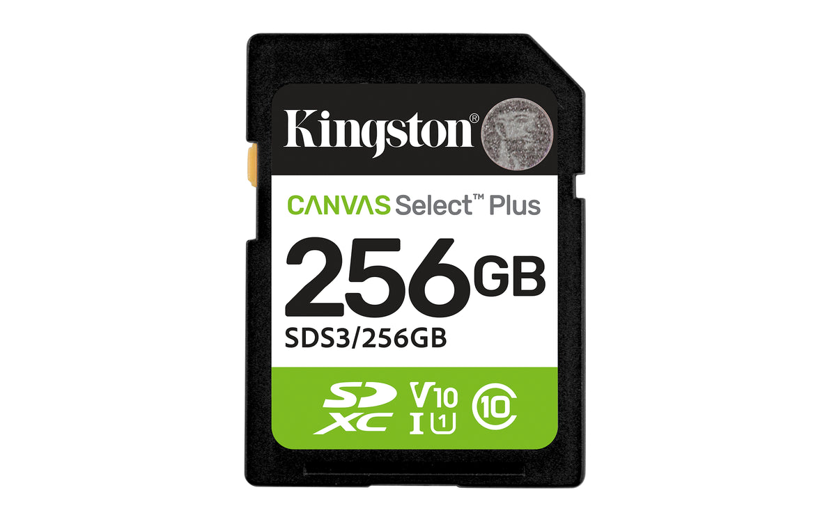KINGSTON Canvas Select Plus Carte mémoire SDXC 256Go Gen3 150MB/s C10 UHS-I U3 V30