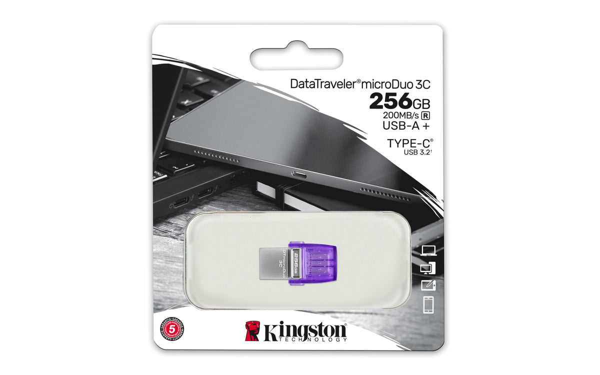 KINGSTON 256Go DataTraveler microDuo 3C 200MB/s dual USB-A + USB-C