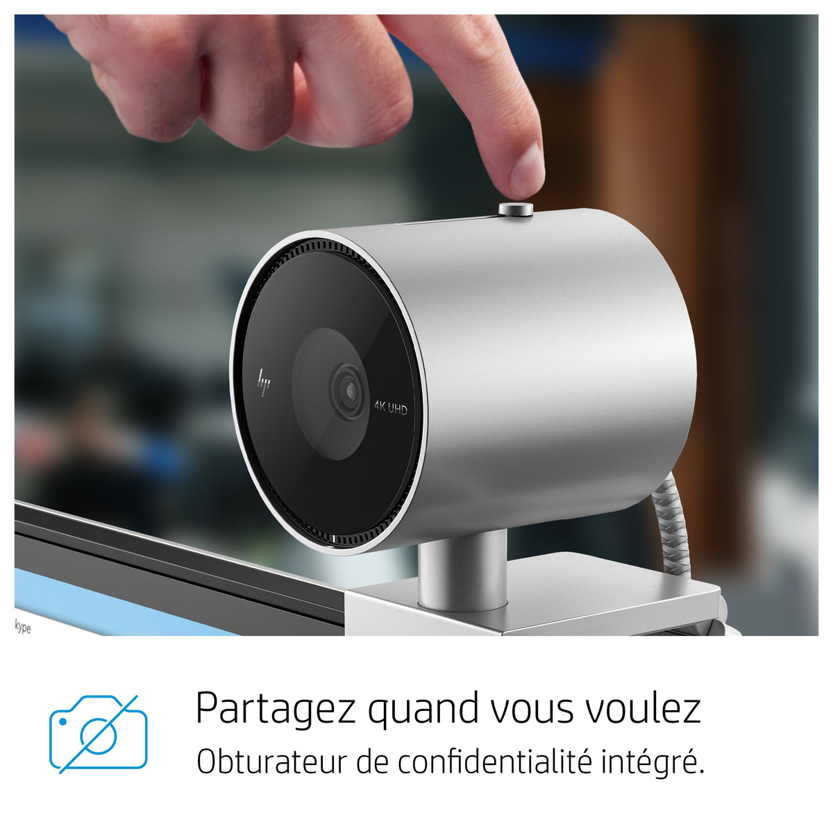 HP 950 4K webcam 3840 x 2160 pixels USB 3.2 Gen 1 (3.1 Gen 1) Noir, Argent