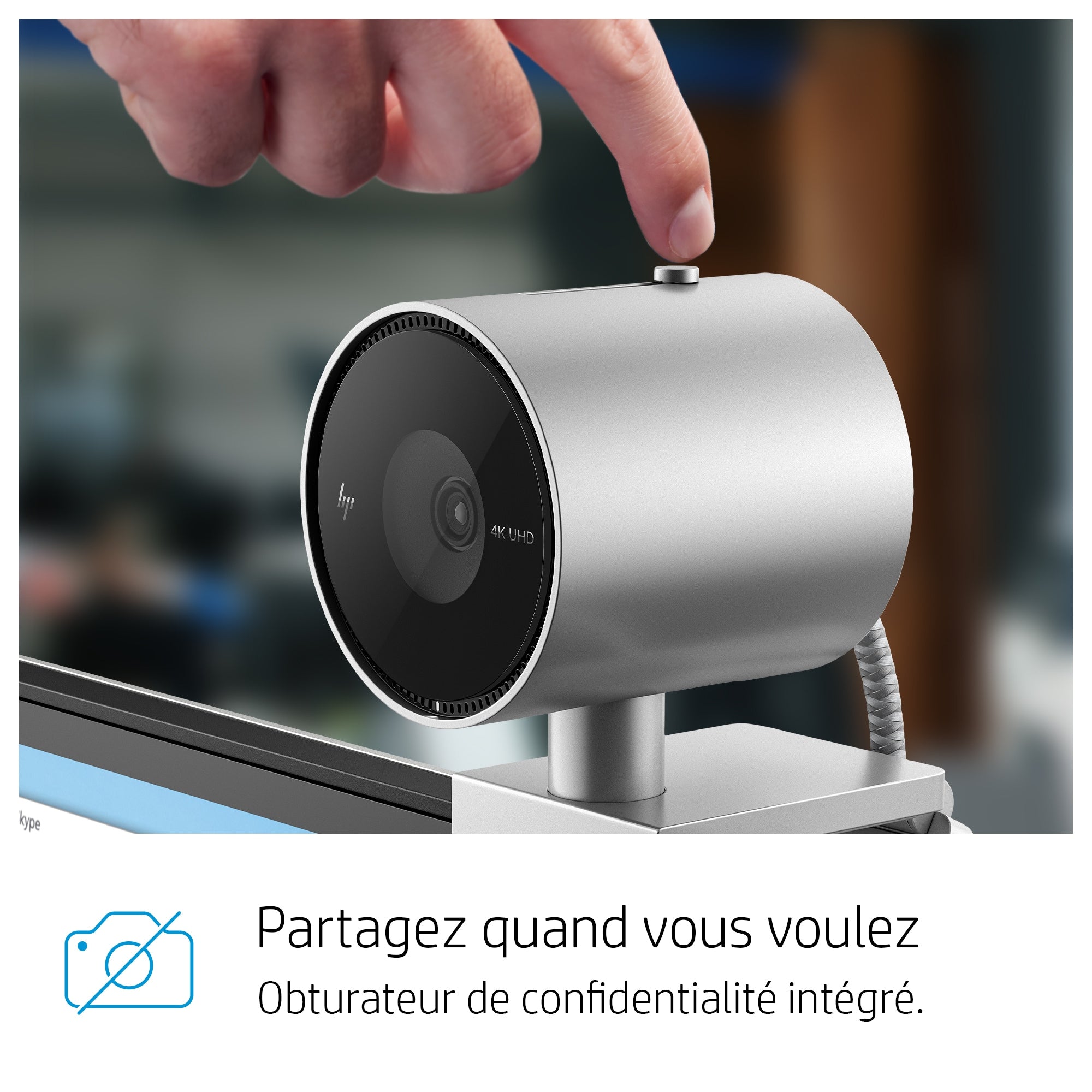 HP 950 4K webcam 3840 x 2160 pixels USB 3.2 Gen 1 (3.1 Gen 1) Noir, Argent