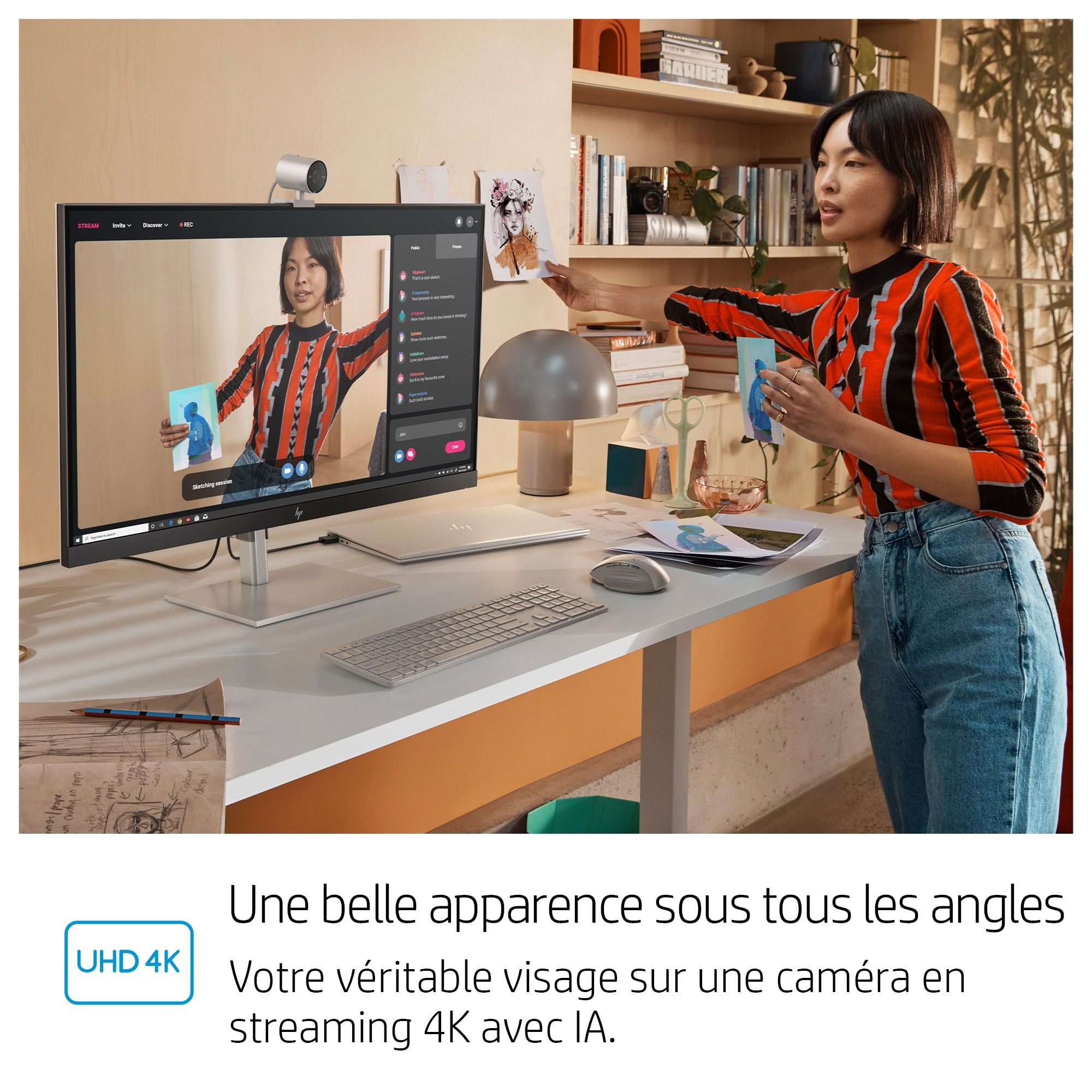 HP 950 4K webcam 3840 x 2160 pixels USB 3.2 Gen 1 (3.1 Gen 1) Noir, Argent