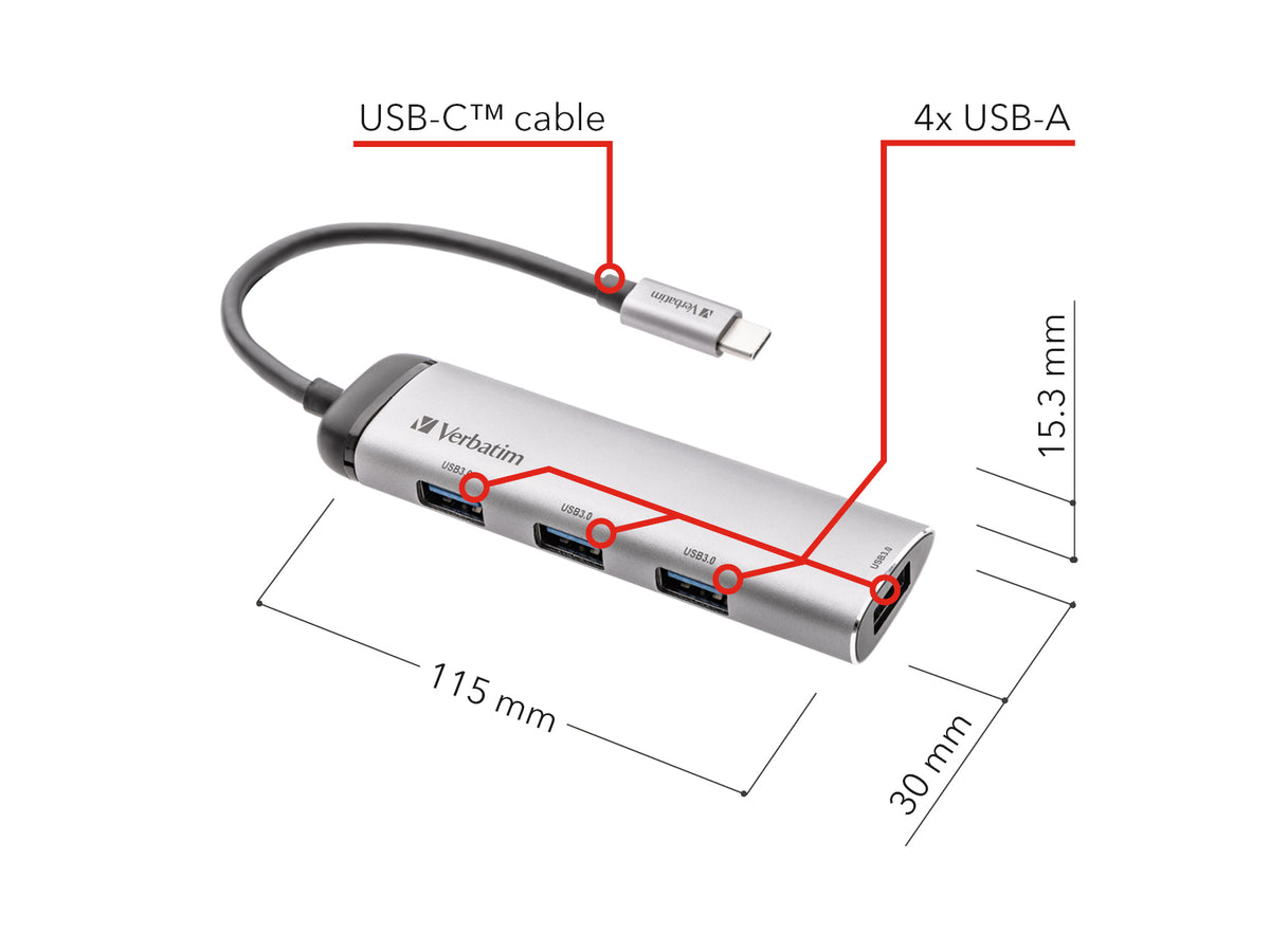 USB-C" MULTIPORT HUB 4-PORT USB 3.2 GEN