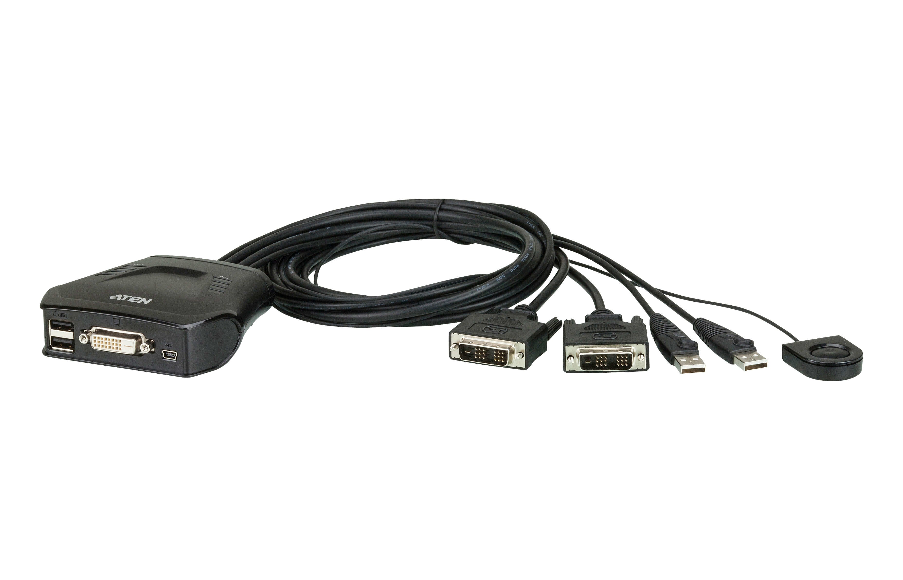 ATEN Commutateur KVM câble DVI USB 2 ports avec sélecteur de port distant