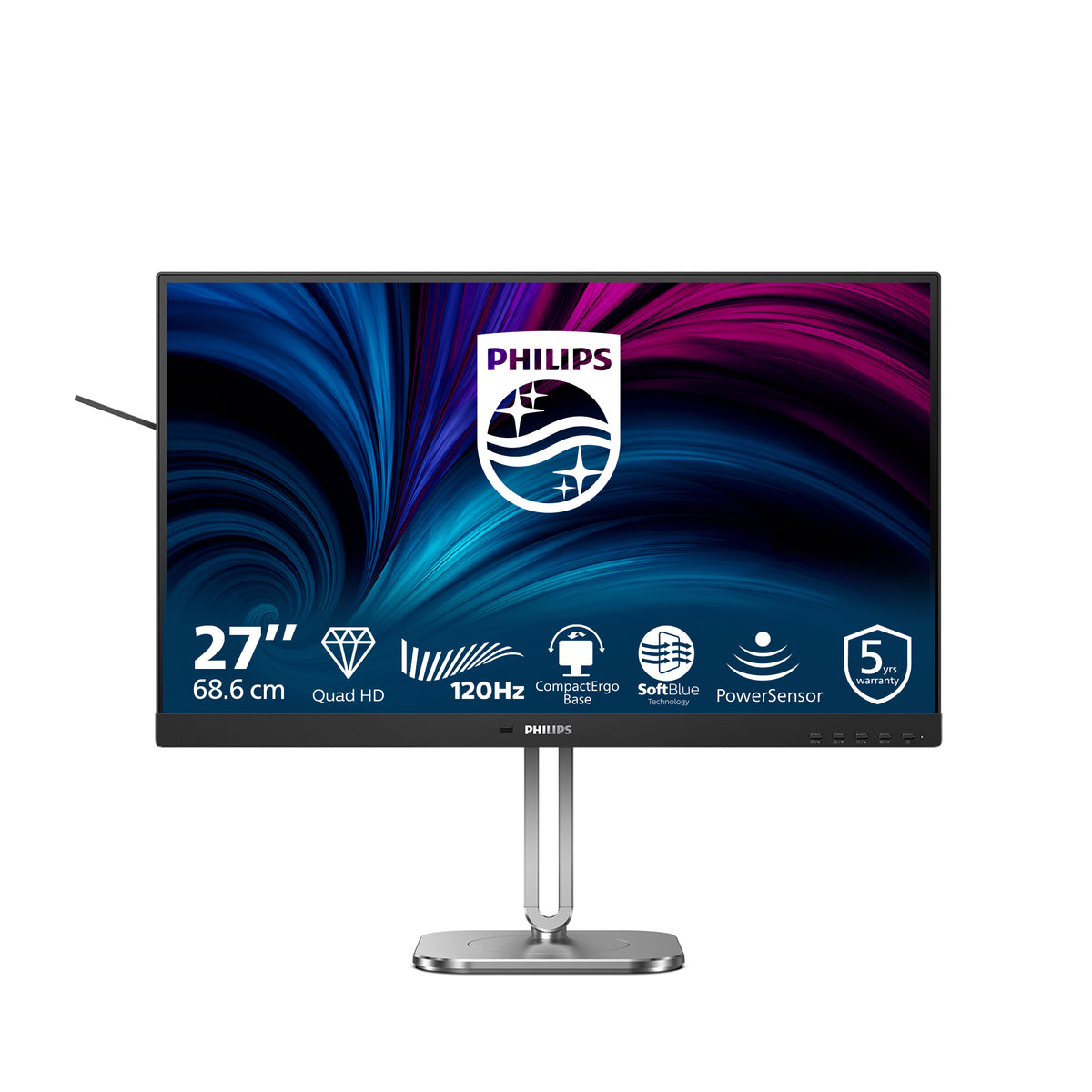 PHILIPS 27p 2560x1440 120Hz IPS Flat H/A 150 MM TUV EyeSafe certified USB HUB SPEAKERS Power/Light sensor DP 2xHDMI 350cd/m2