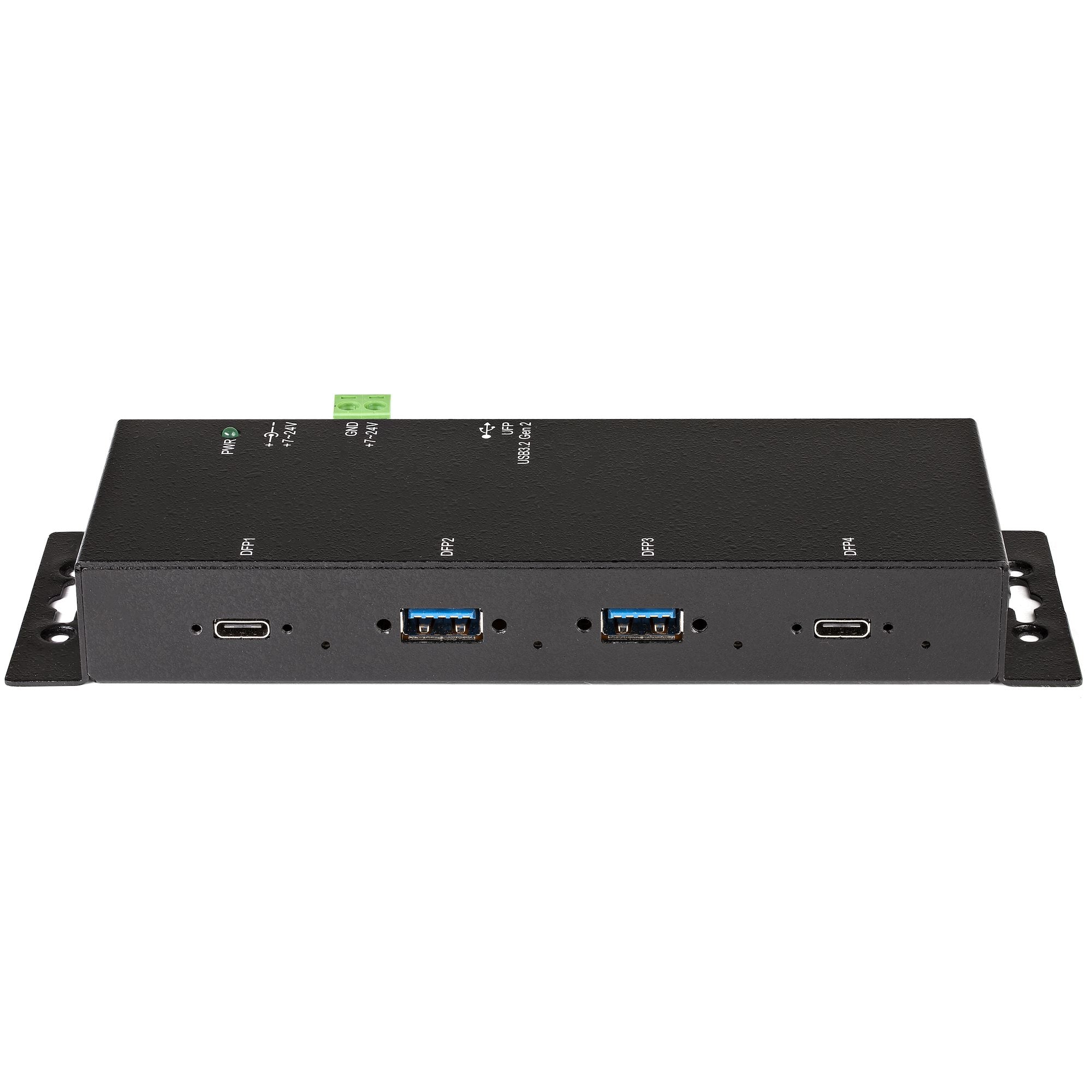 4 Port Industrial USB C Hub 10Gbps 2C/2A
