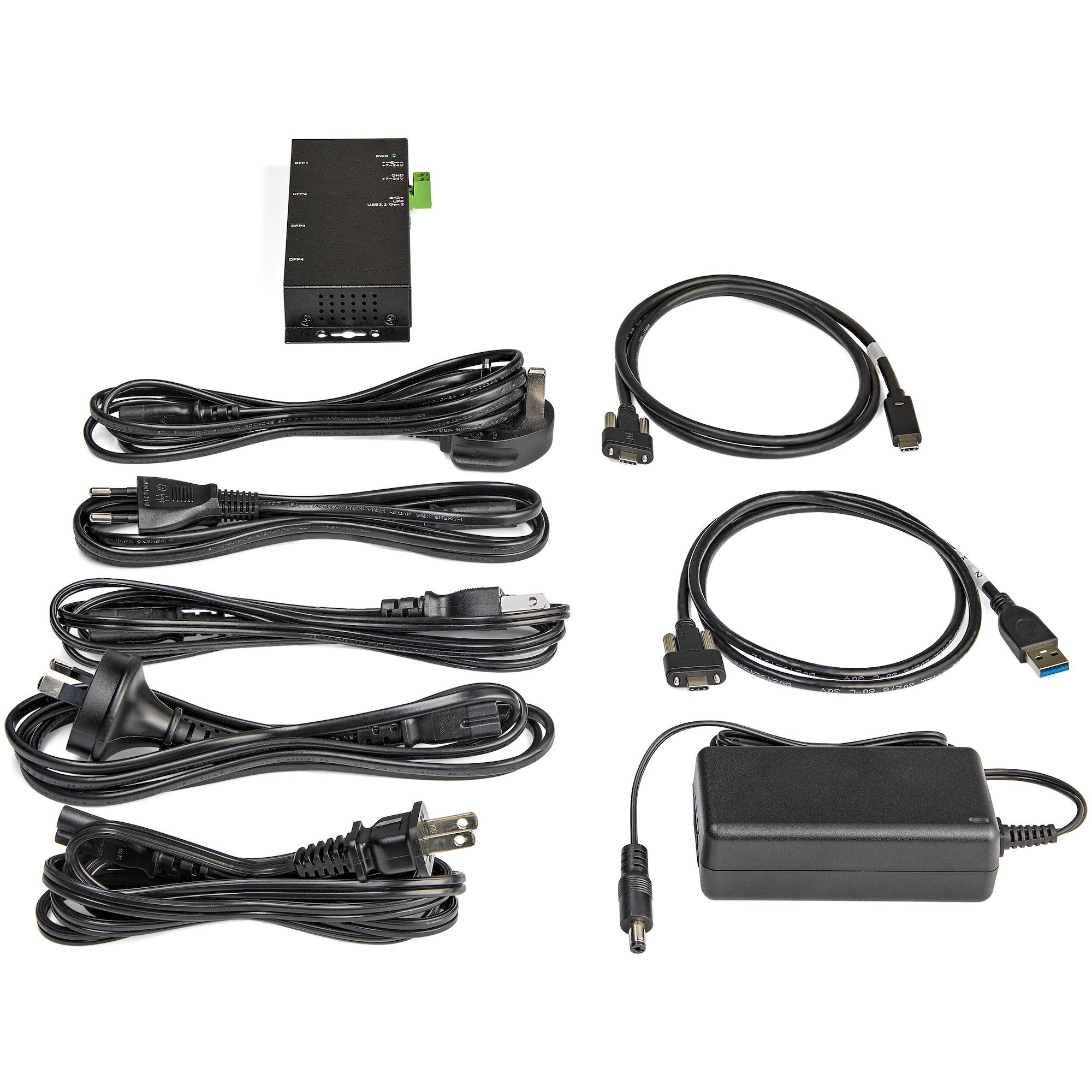 4 Port Industrial USB C Hub 10Gbps 2C/2A