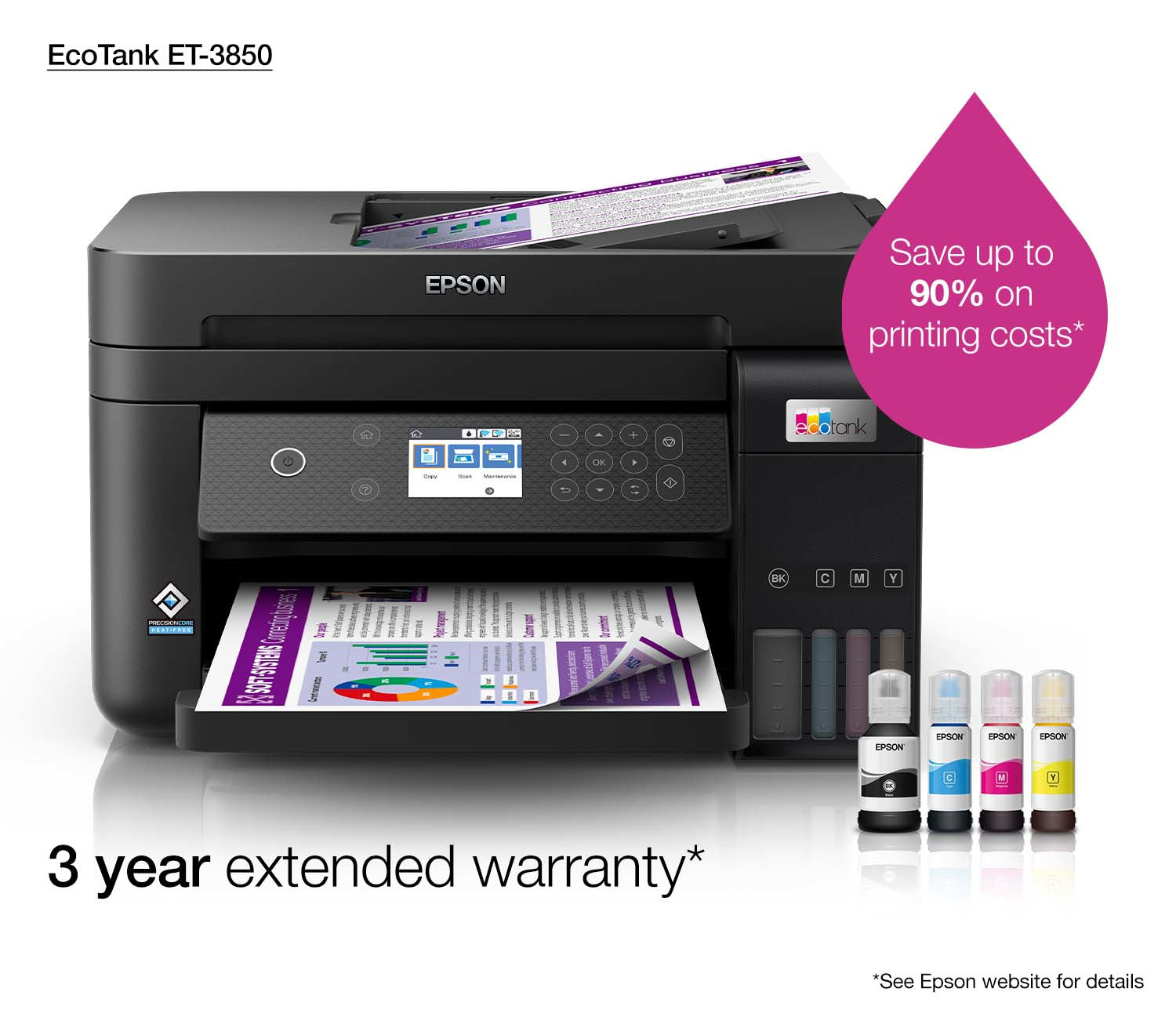 ***EPSON EcoTank ET-3850 Multifonction Jet d'encre couleur A4 rechargeable 15ppm