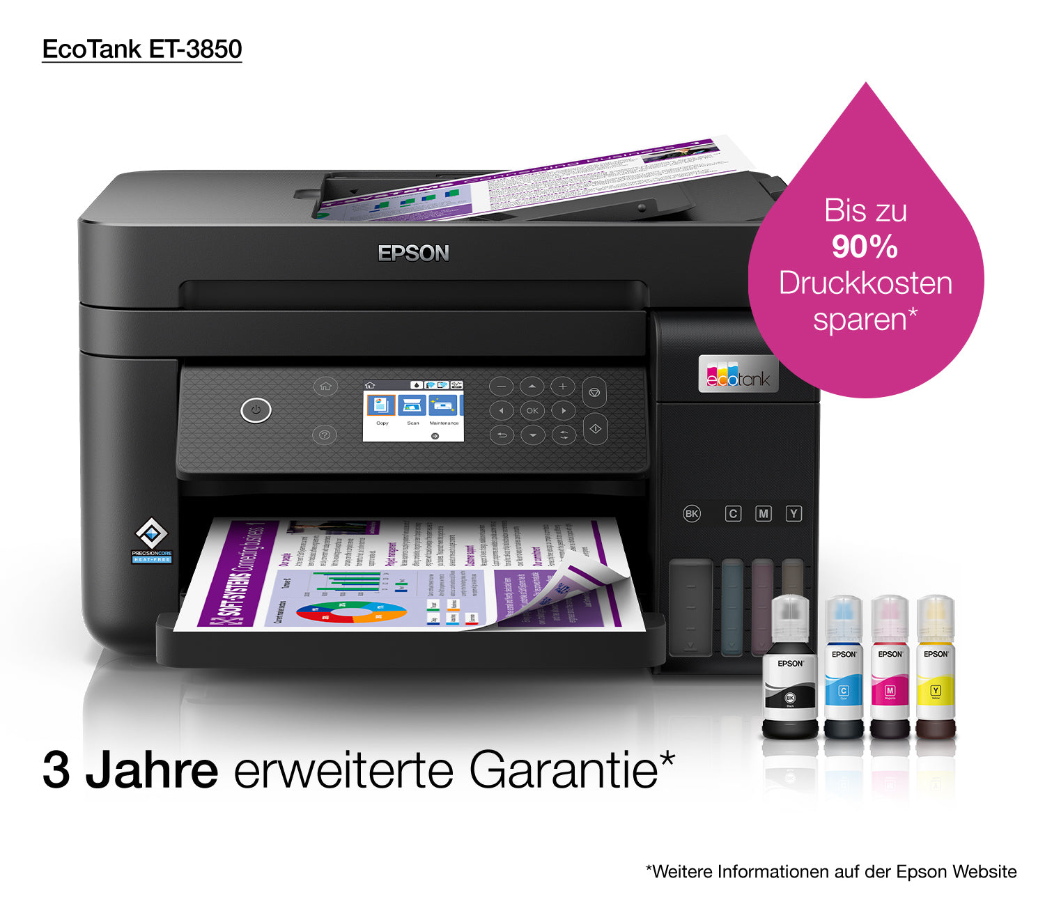 ***EPSON EcoTank ET-3850 Multifonction Jet d'encre couleur A4 rechargeable 15ppm