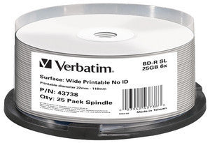 BD-R/25GB 6xspd SL wide print Spindle 25