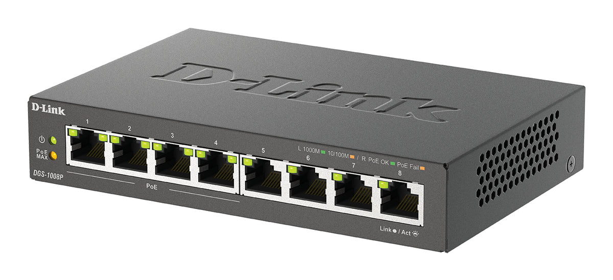 D-LINK Switch gigabit ethernet non admin 8 ports 10/100/1000Mbps dont 4 PoE