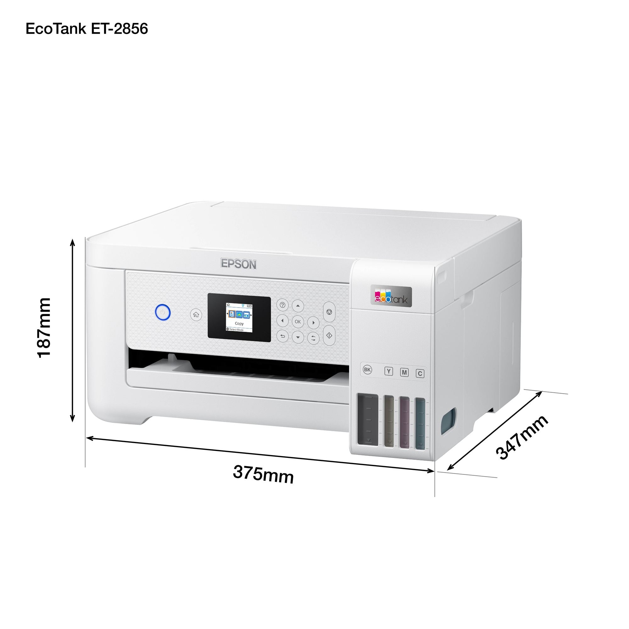 EPSON EcoTank ET-2856 MFP colour ink-jet refillable A4 10.5ppm print 100 sheets USB Wi-Fi white