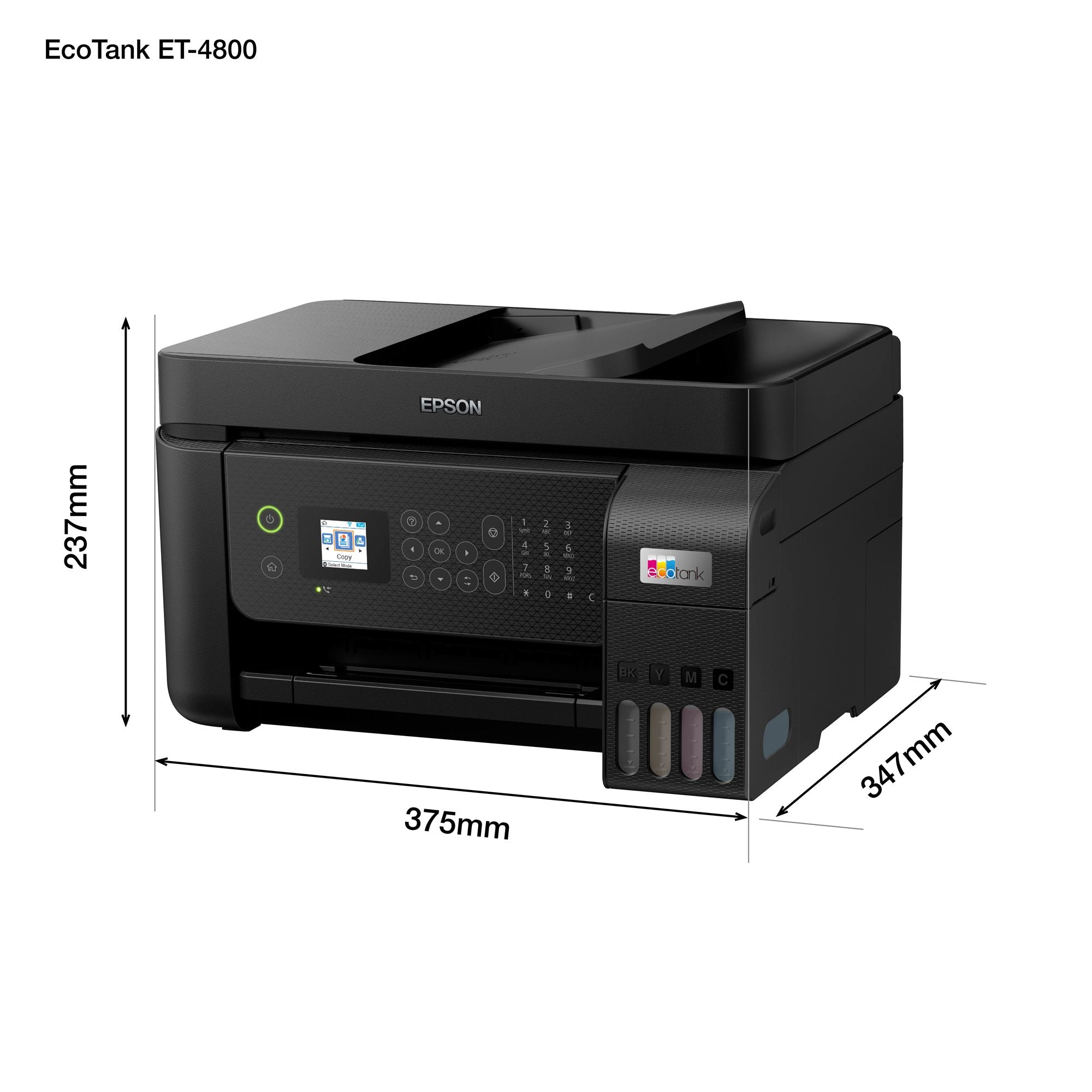 EPSON EcoTank ET-4800 MFP colour inkjet refillable A4 10ppm Print 100sheets USB LAN Wi-Fi Black