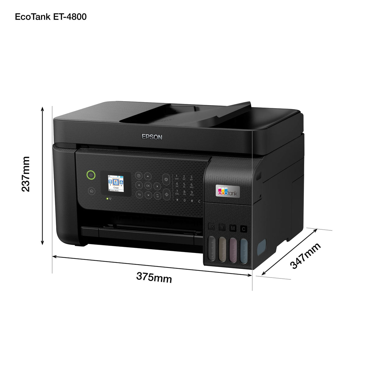 EPSON EcoTank ET-4800 MFP colour inkjet refillable A4 10ppm Print 100sheets USB LAN Wi-Fi Black