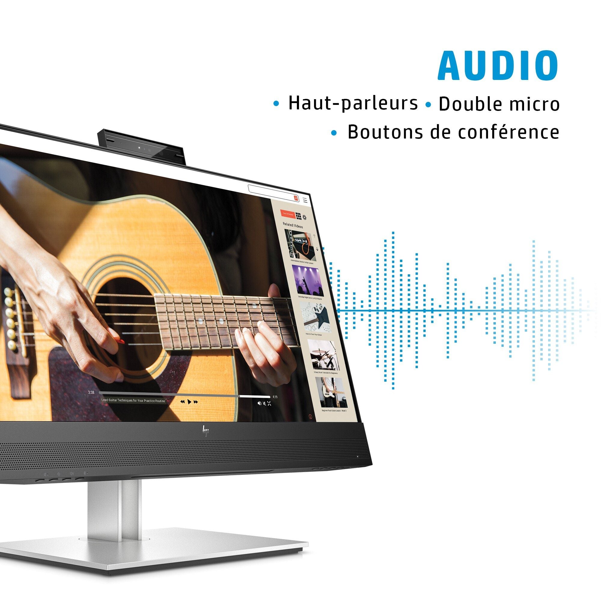 HP Écran de conférence E24mv G4 FHD avec webcam IR 5Mpx 23.8p Moniteur 24 FHD 1920x1080 HDMI VGA USB hub DisplayPort 3/3/0