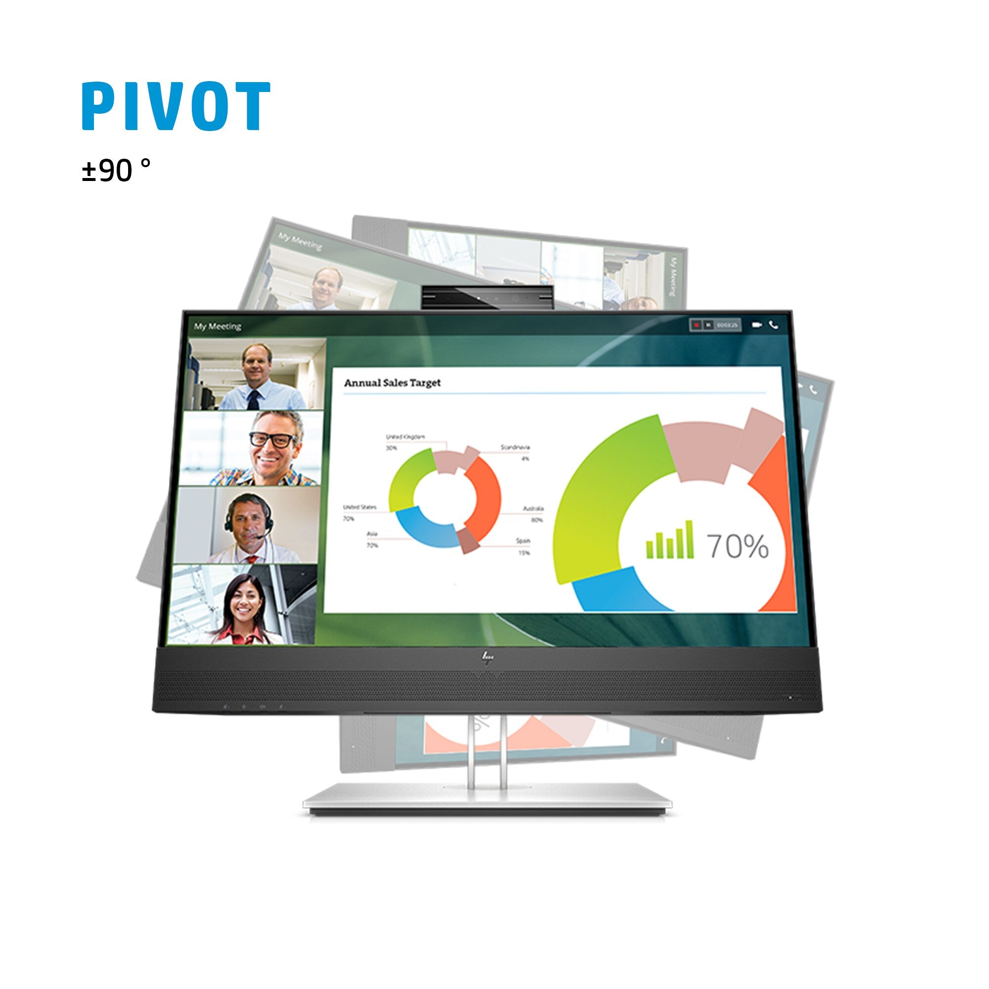 HP Écran de conférence E24mv G4 FHD avec webcam IR 5Mpx 23.8p Moniteur 24 FHD 1920x1080 HDMI VGA USB hub DisplayPort 3/3/0