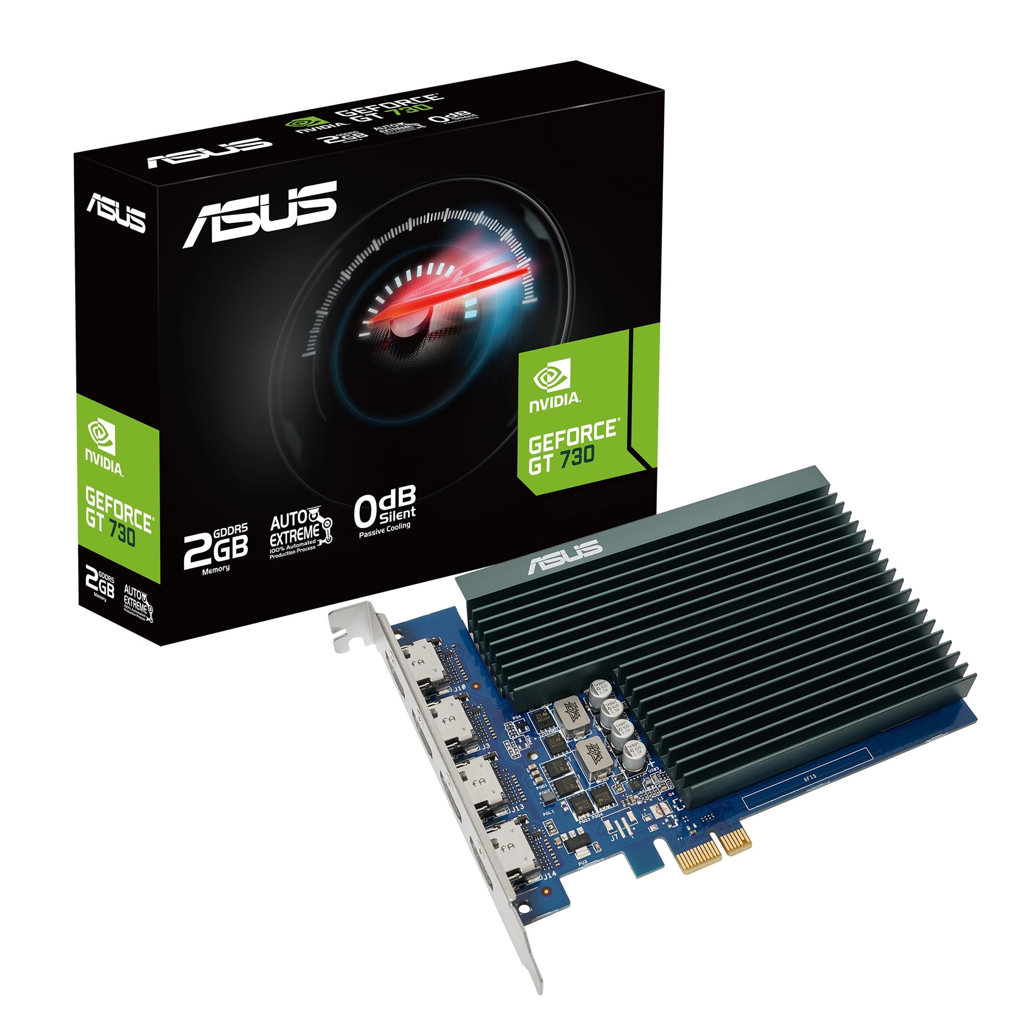ASUS GT730-4H-SL-2GD5 2Go GDDR5 Memory PCIe 2.0 4xHDMI Ports Single-slot Design Passive Cooling