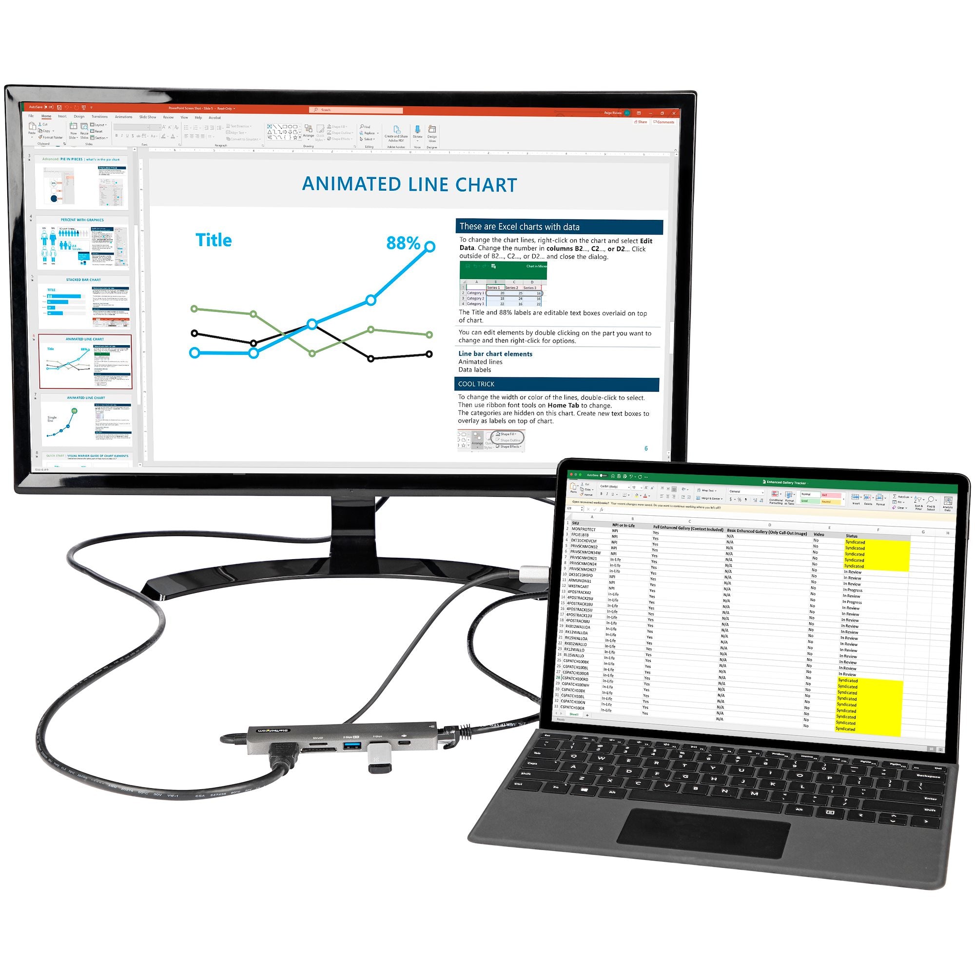 USB C Multiport Adapter 4K 60Hz HDMI/GbE