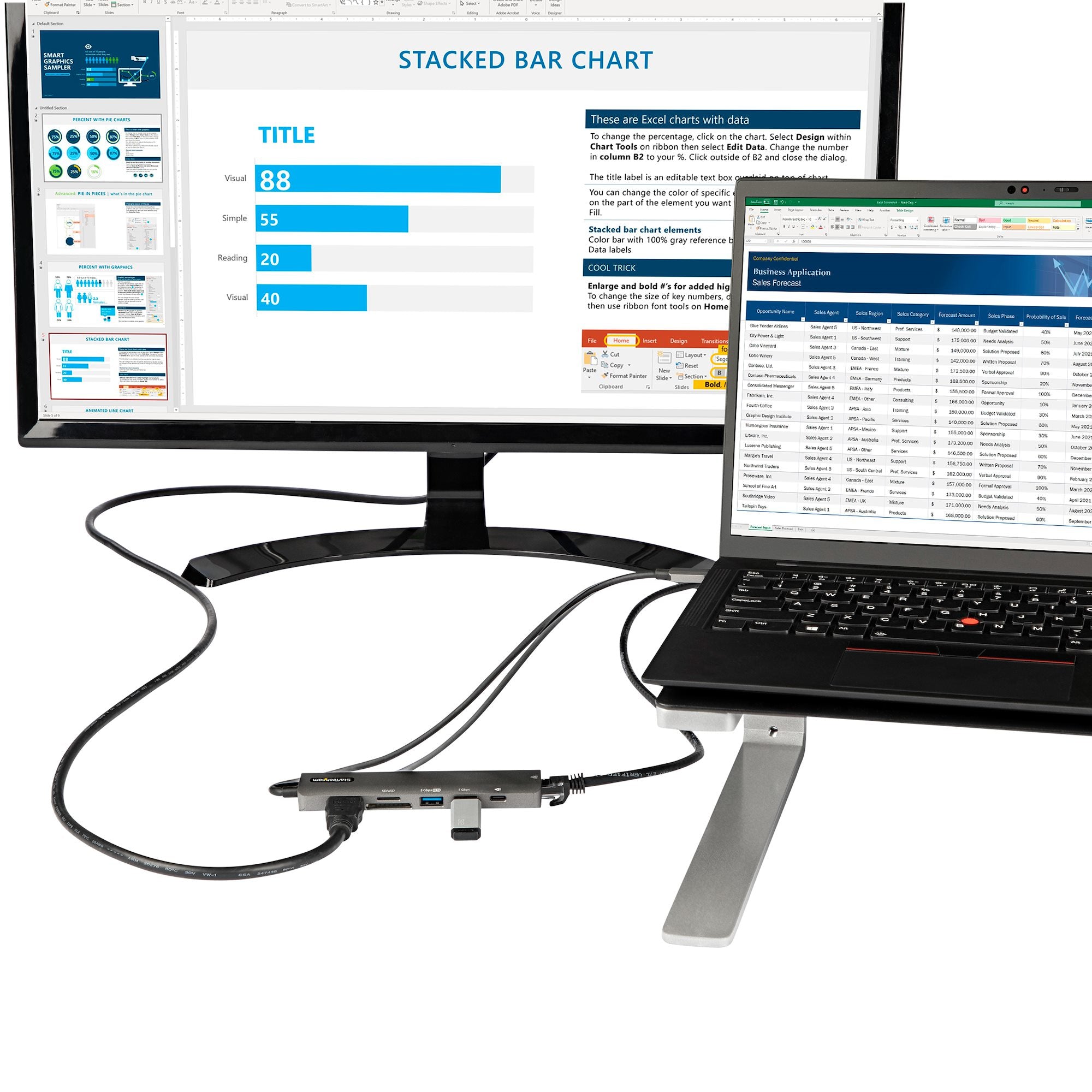 USB C Multiport Adapter 4K 60Hz HDMI/GbE