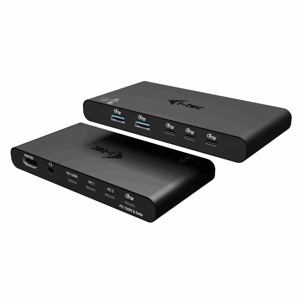 I-TEC KVM Docking Station HDMI for 2 hosts 1x HDMI 3xUSB-C 3.2 Gen1 2x USB-A 3.2 Gen 1 1x 3.5mm Audio/Mic Power Delivery 2x 100W