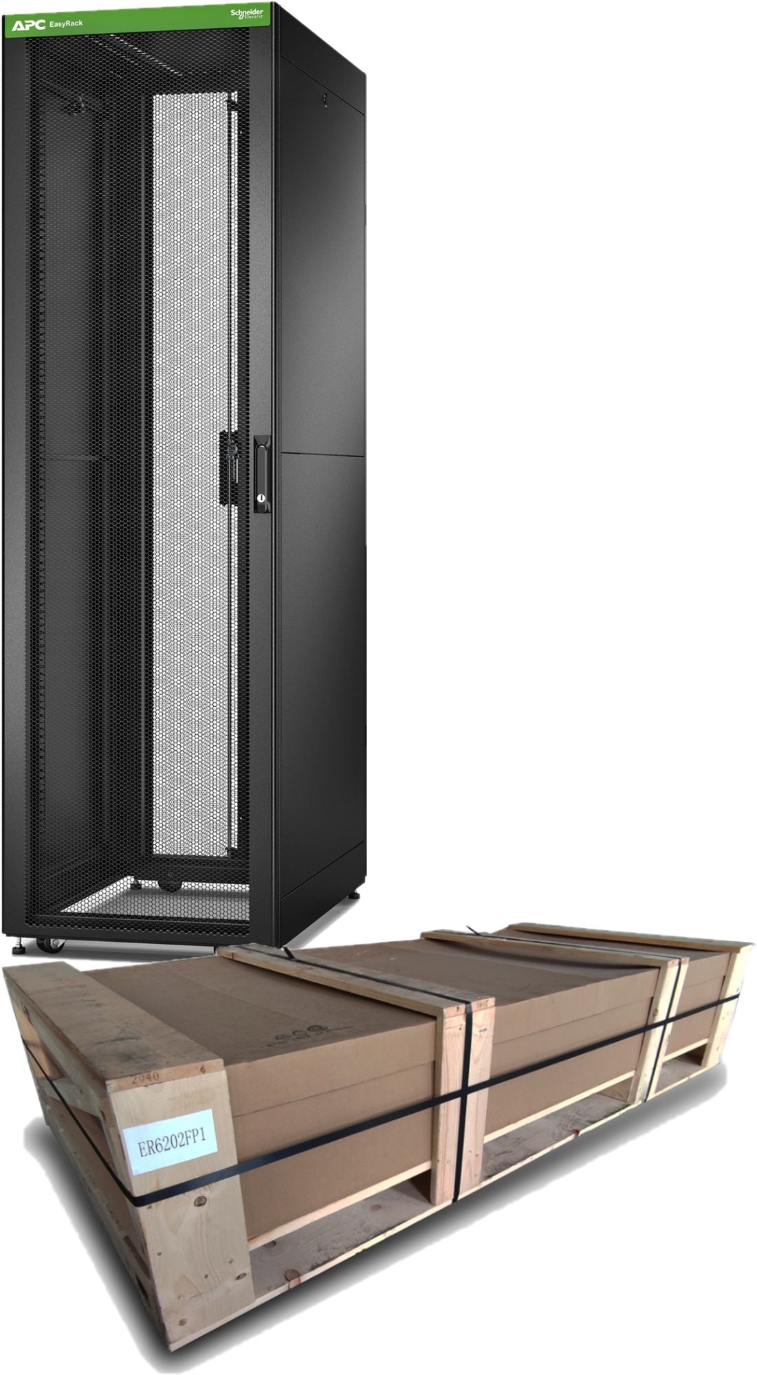 APC Easy Rack 600mm/42U/1000mm with Roof/Side panel/castors/feet and 4 Brackets No Bottom black