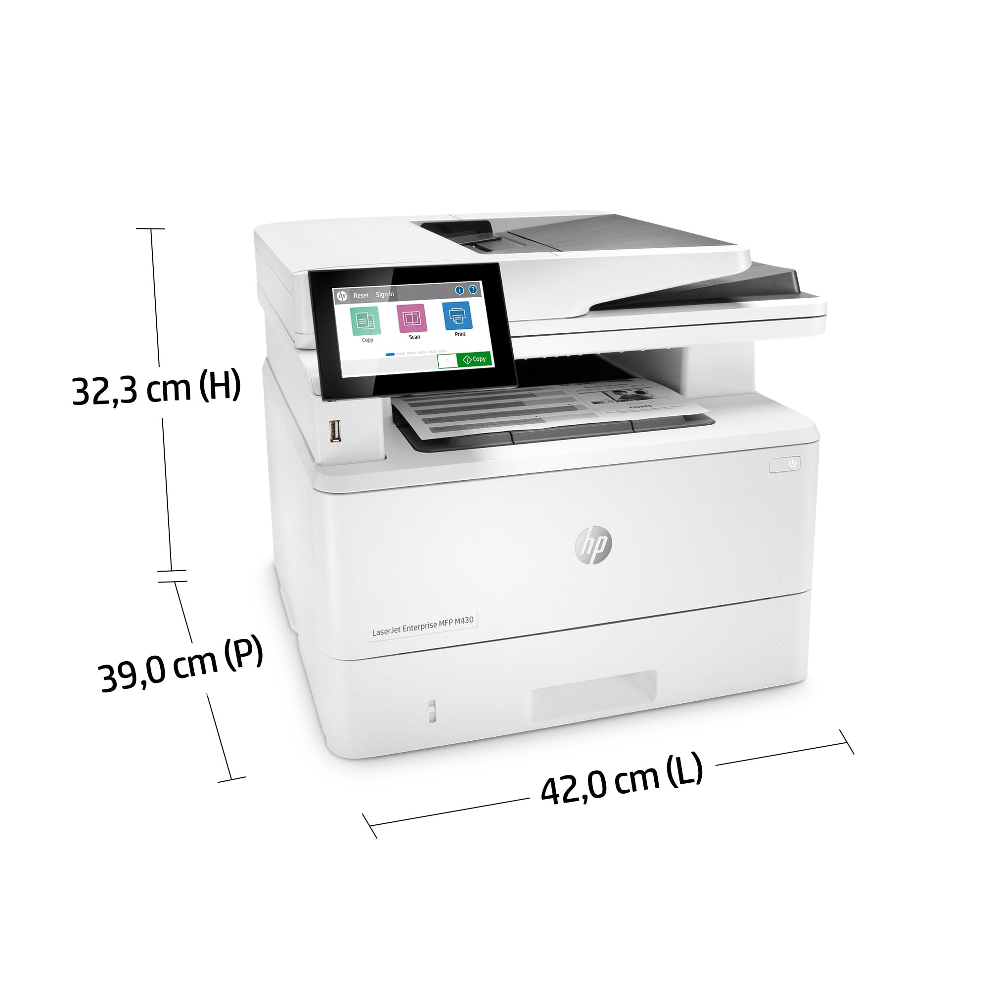 HP LaserJet Enterprise MFP M430f MFP Mono laser 216x297mm A4 38ppm Copy 40ppm Print 350sheets USB LAN