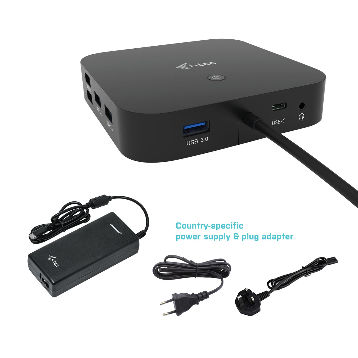 I-TEC USB-C Dual Display MST DS 1xDP 1xHDMI 1xGLAN 3xUSB 3.0 2xUSB 2.0 1xUSB-C-Datei 1xAudio/Mic Jack 1x100W USB-C PD+Charger 112W
