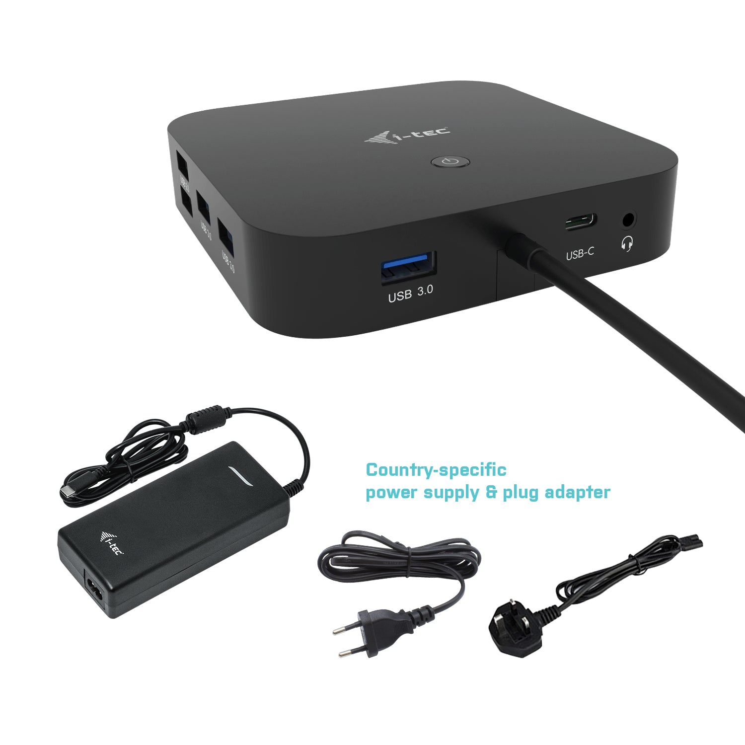 I-TEC USB-C Dual Display MST DS 1xDP 1xHDMI 1xGLAN 3xUSB 3.0 2xUSB 2.0 1xUSB-C-Datei 1xAudio/Mic Jack 1x100W USB-C PD+Charger 112W