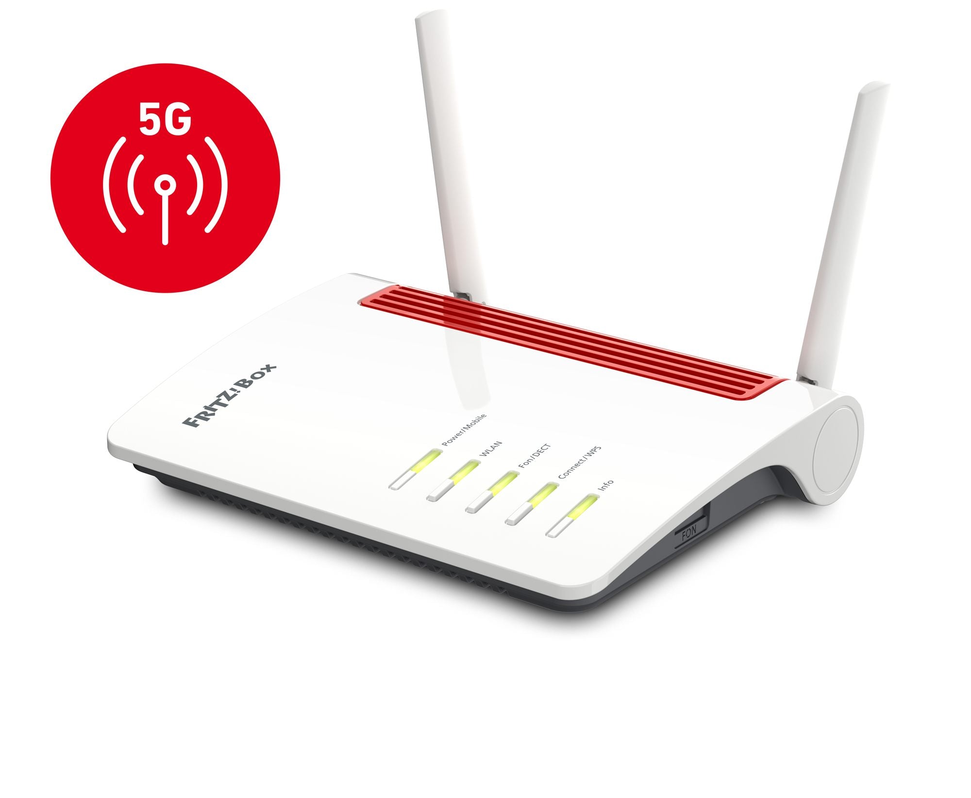 FRITZ!Box 6850 5G routeur sans fil Gigabit Ethernet Bi-bande (2,4 GHz / 5 GHz) Noir, Rouge, Blanc