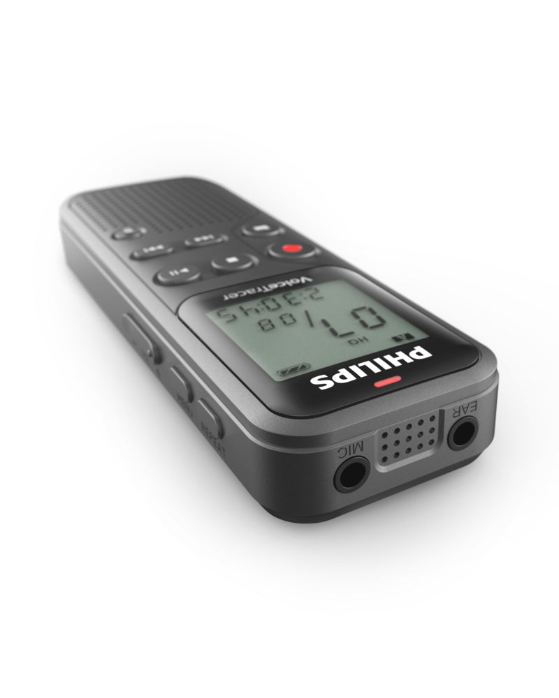 PHILIPS Dictaphone VoiceTracer DVT1120: Optimisé pour les notes, 8Go, Mono, Gris