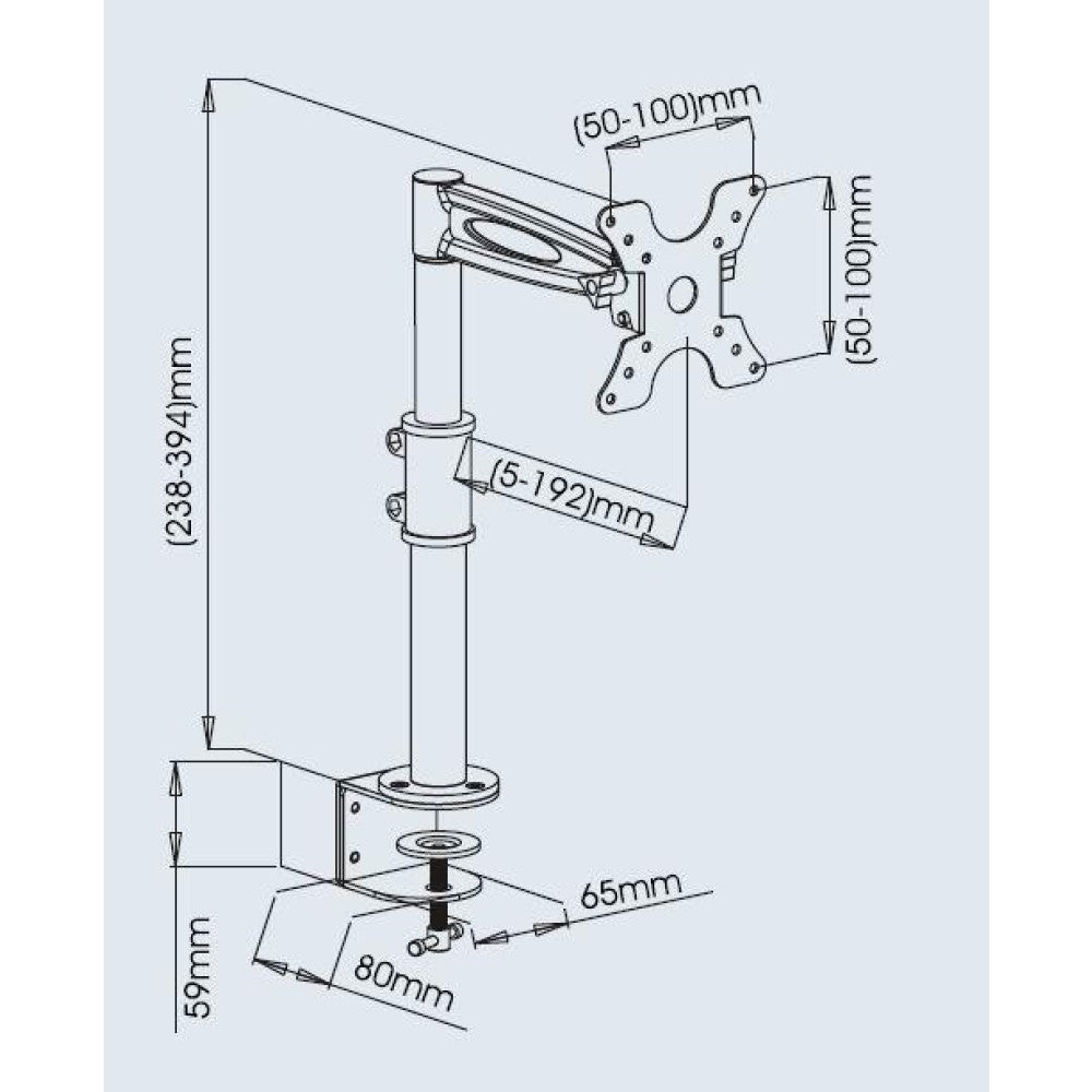 "Support de bureau rotatif Techly ICA-LCD 501BK pour moniteurs LCD de 13 a 27"", 8kg"