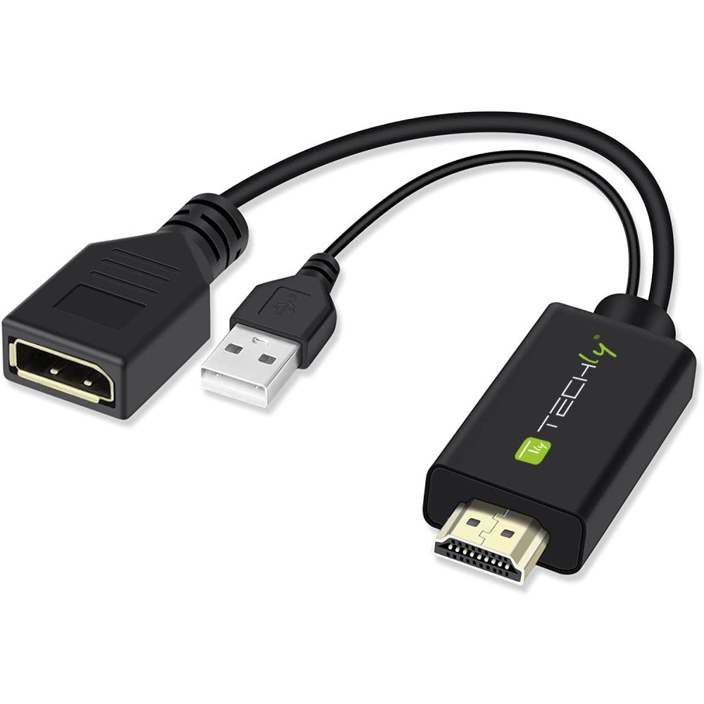 Techly ICOC HDMI-DP12A Adaptateur HDMI vers DisplayPort alimenté par USB 4K*30Hz M/F