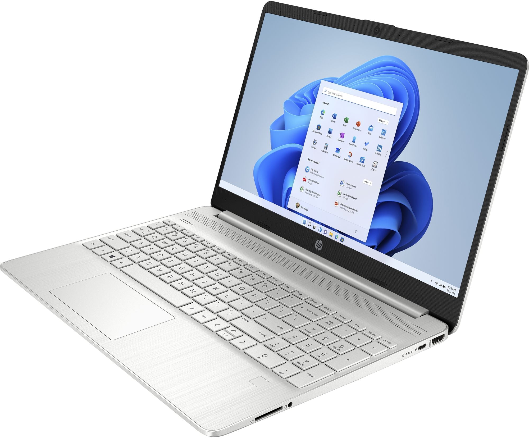 HP 15s-eq2097nf AMD Ryzen™ 7 5700U Ordinateur portable 39,6 cm (15.6") Full HD 16 Go DDR4-SDRAM 512 Go SSD Wi-Fi 5 (802.11ac) Windows 11 Home Argent