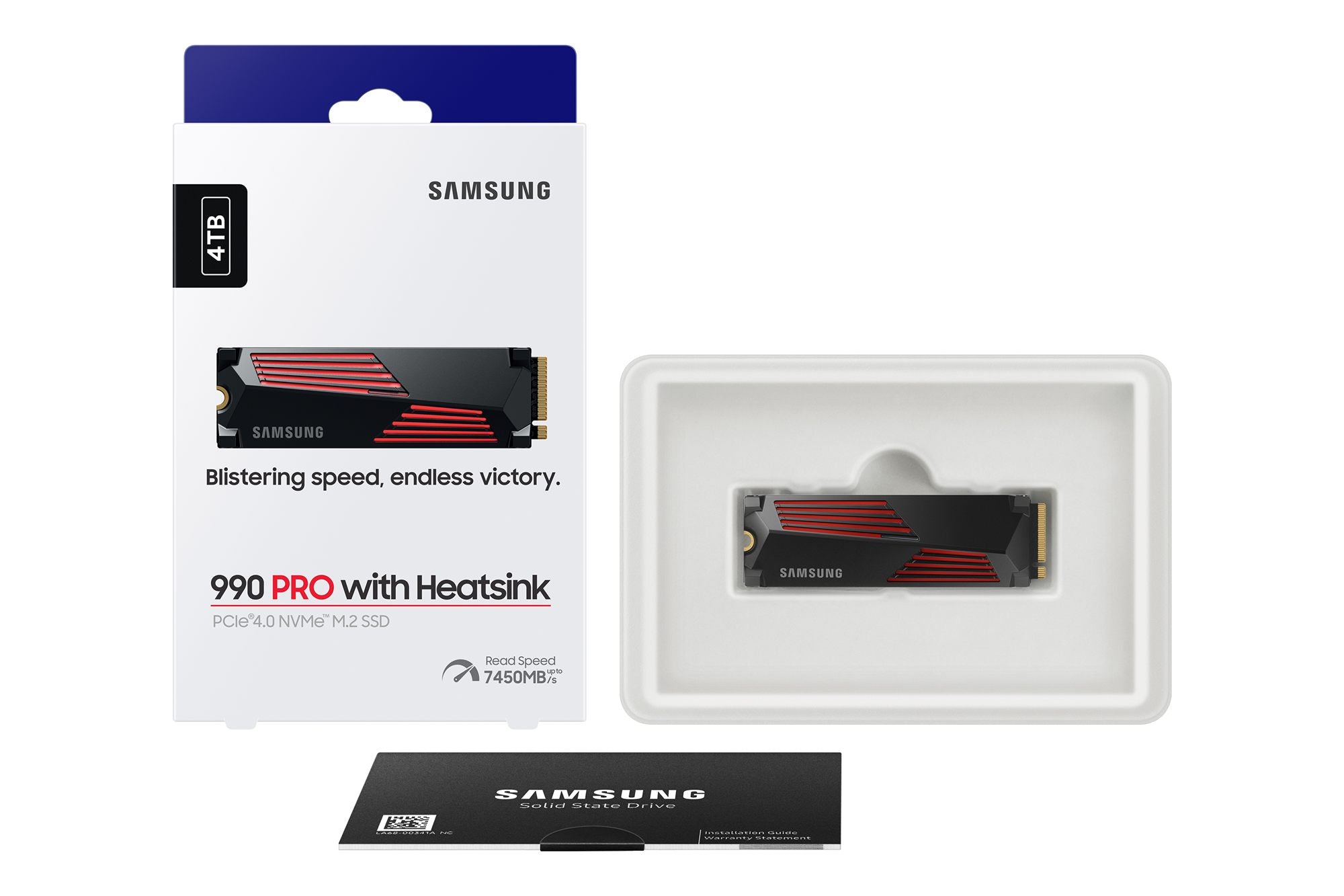 Samsung MZ-V9P4T0GW 4 To 990 Pro M2 SSD 7450 Mo/s Lecture 6900 Mo/s Écriture