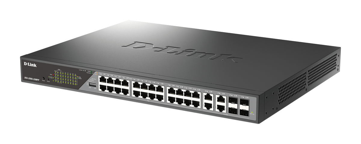 D-LINK 24 Gigabit PoE Ports Switch + 4 Gigabit Combo SFP ports Uplink Gigabit Combo Ports PoE 802.3at Alarm Port DIP Switch