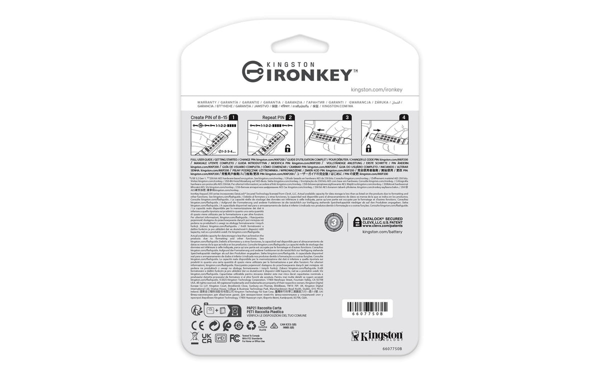 KINGSTON 512Go USB-C IronKey Keypad 200C FIPS 140-3 Lvl 3 Pending AES-256