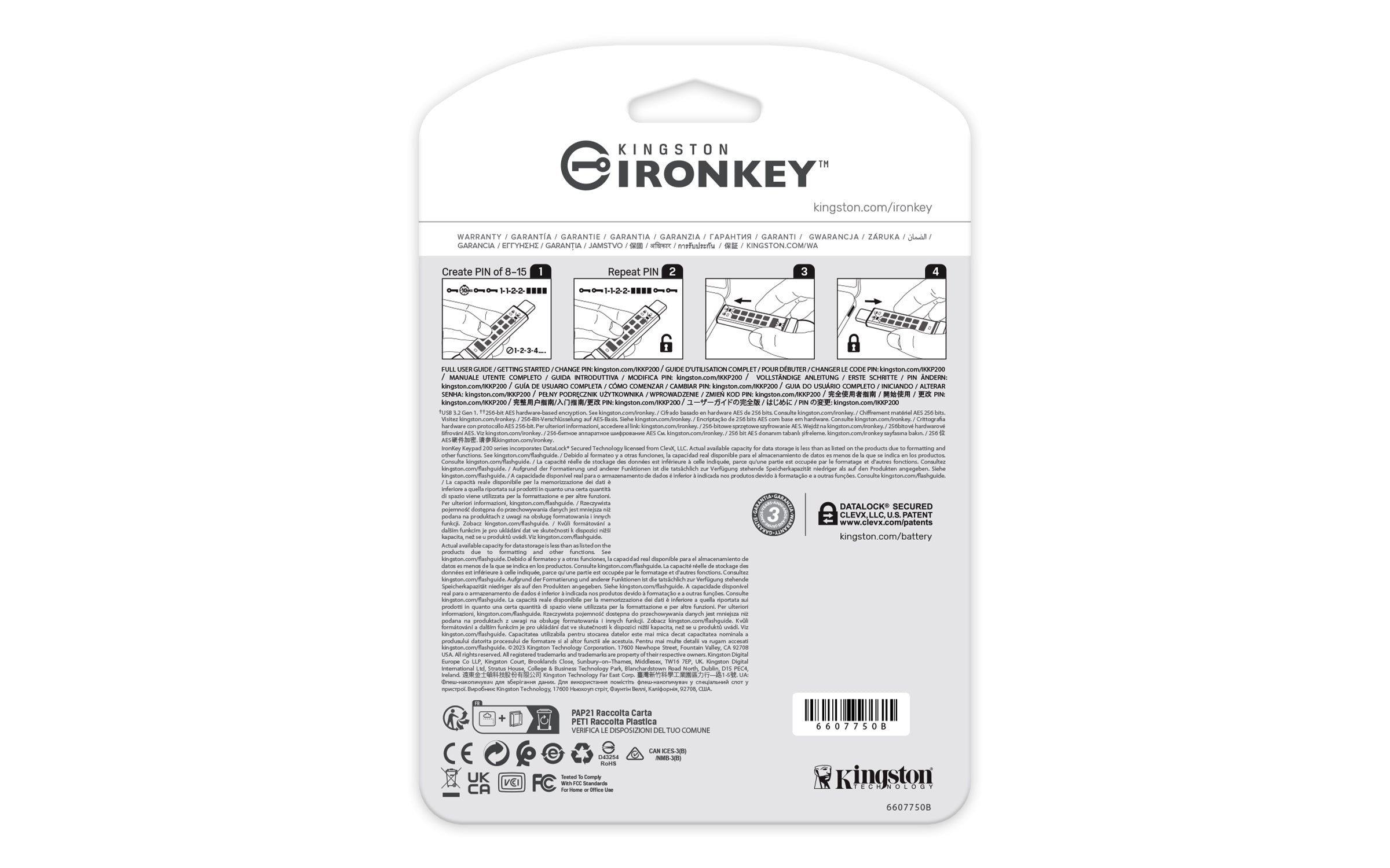 KINGSTON 512Go USB-C IronKey Keypad 200C FIPS 140-3 Lvl 3 Pending AES-256
