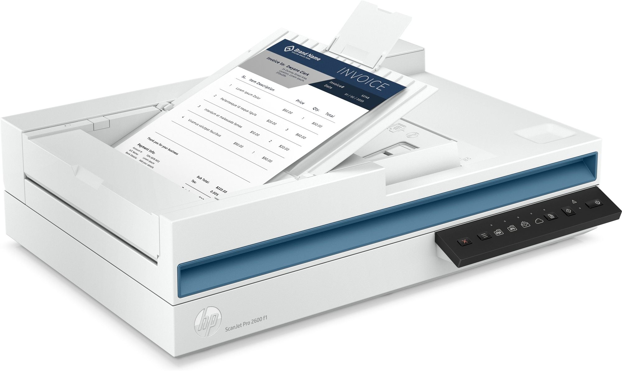 HP Scanjet Pro 2600 f1 Document scanner CMOS CIS Duplex A4 1200dpix1200dpi 25ppm mono 25ppm colour ADF 60sheets 1500scans USB