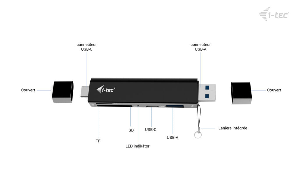 I-TEC USB-C / USB-A Dongle SD TF and 2x USB 1x USB-A 1x USB-C