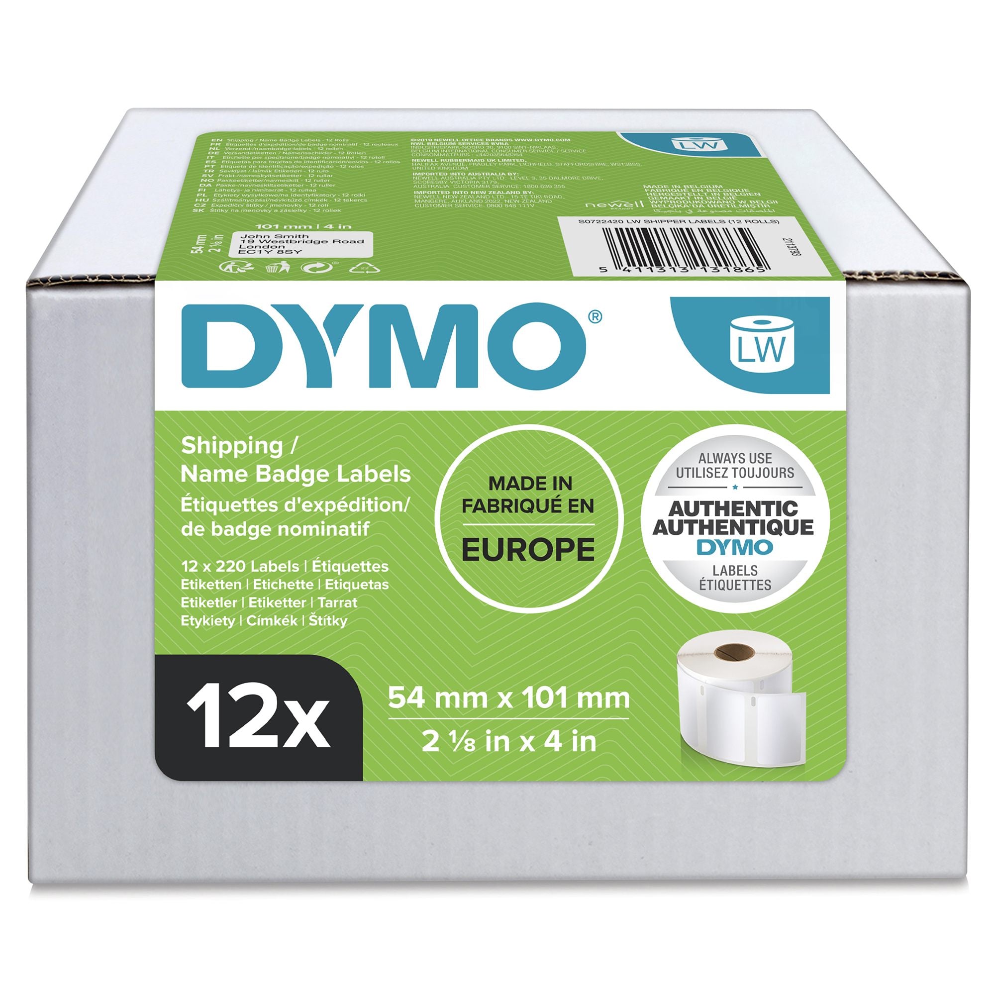 DYMO Etiquette pour LabelWriter 54mm x 101mm,2640 étiquettes