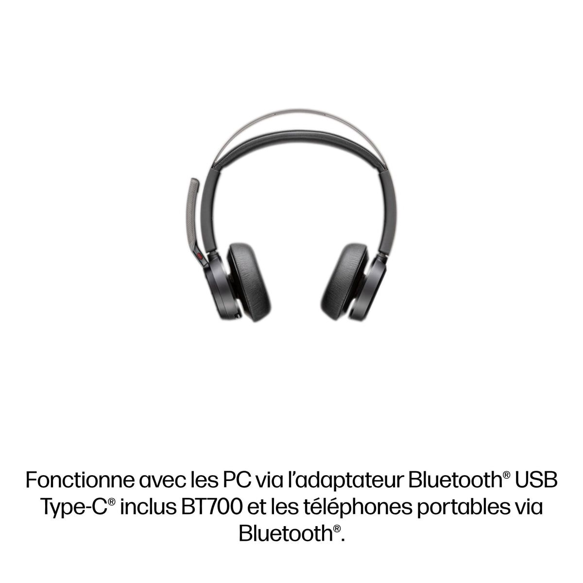 HP Poly Voyager Focus 2 Microsoft Teams Certified USB-C-C Headset +USB-C/A Adapter +Charging Stand Sans fil Arceau Bureau/Centre d'appels Bluetooth Socle de cha