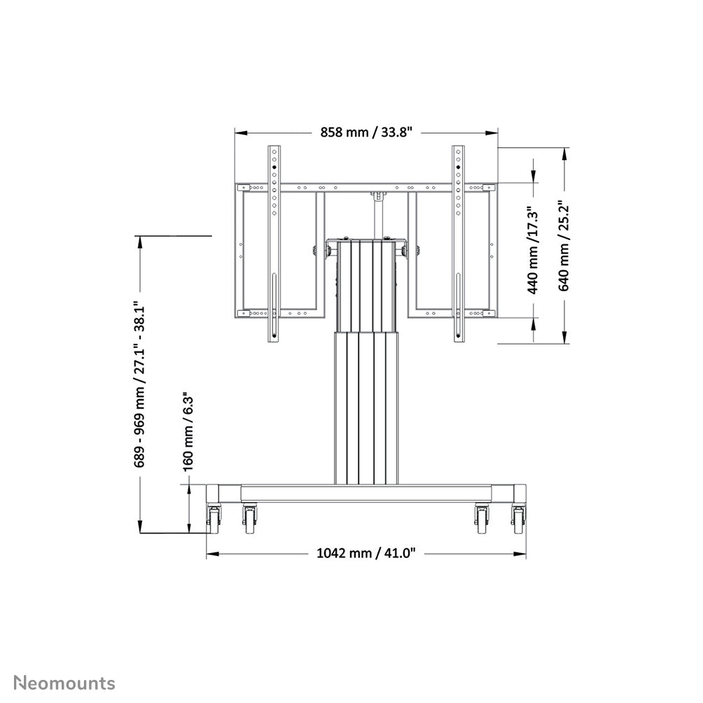 NEOMOUNTS PLASMA-M2550TSILVER Chariot pour écran 42-85p - motorisé - fonction dinclinaison de la table