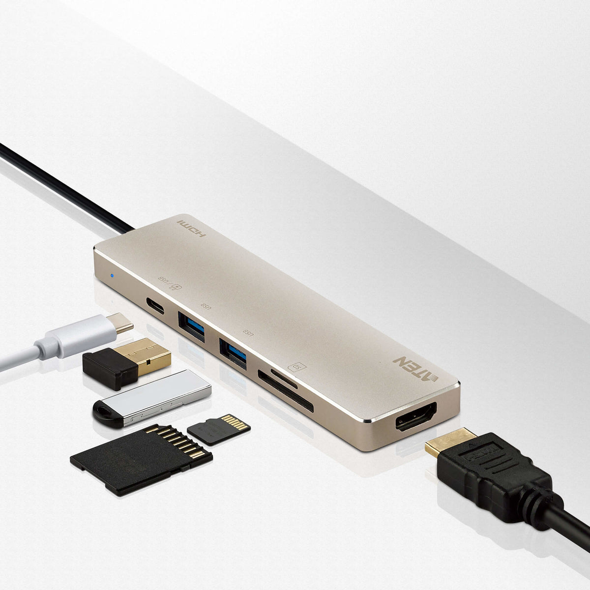 ATEN UH3239 Mini Dock USB-C HDMI Audio 2x USB-A SD USB-C 60W