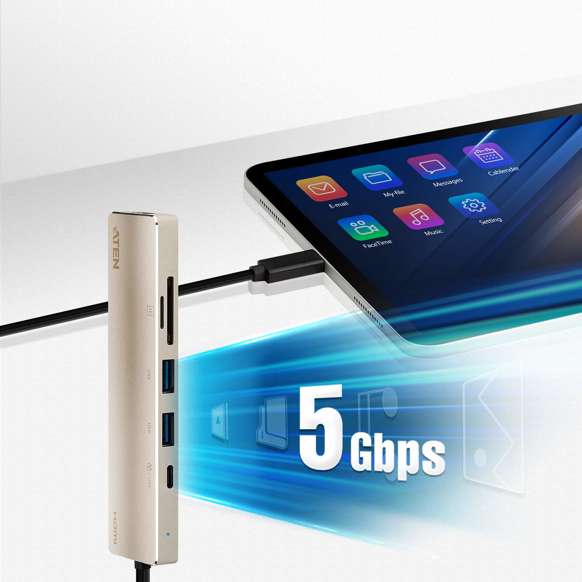 ATEN UH3239 Mini Dock USB-C HDMI Audio 2x USB-A SD USB-C 60W
