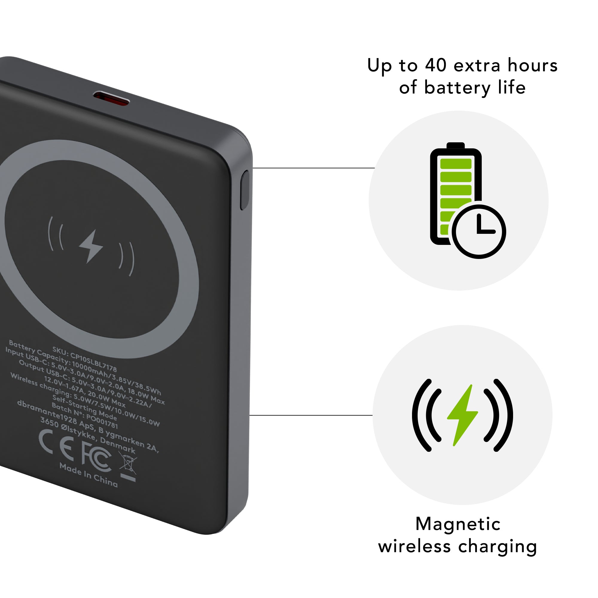rechargePowerBank10KWirelessLEDGrey