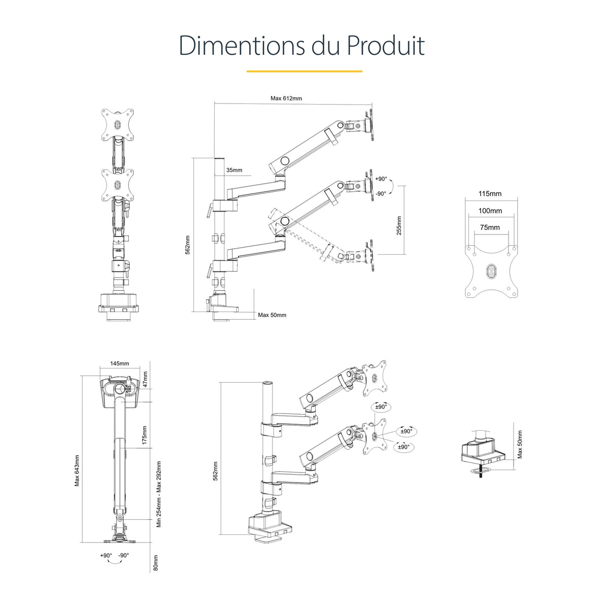 Desk Mount Dual Monitor Arm - 32in VESA
