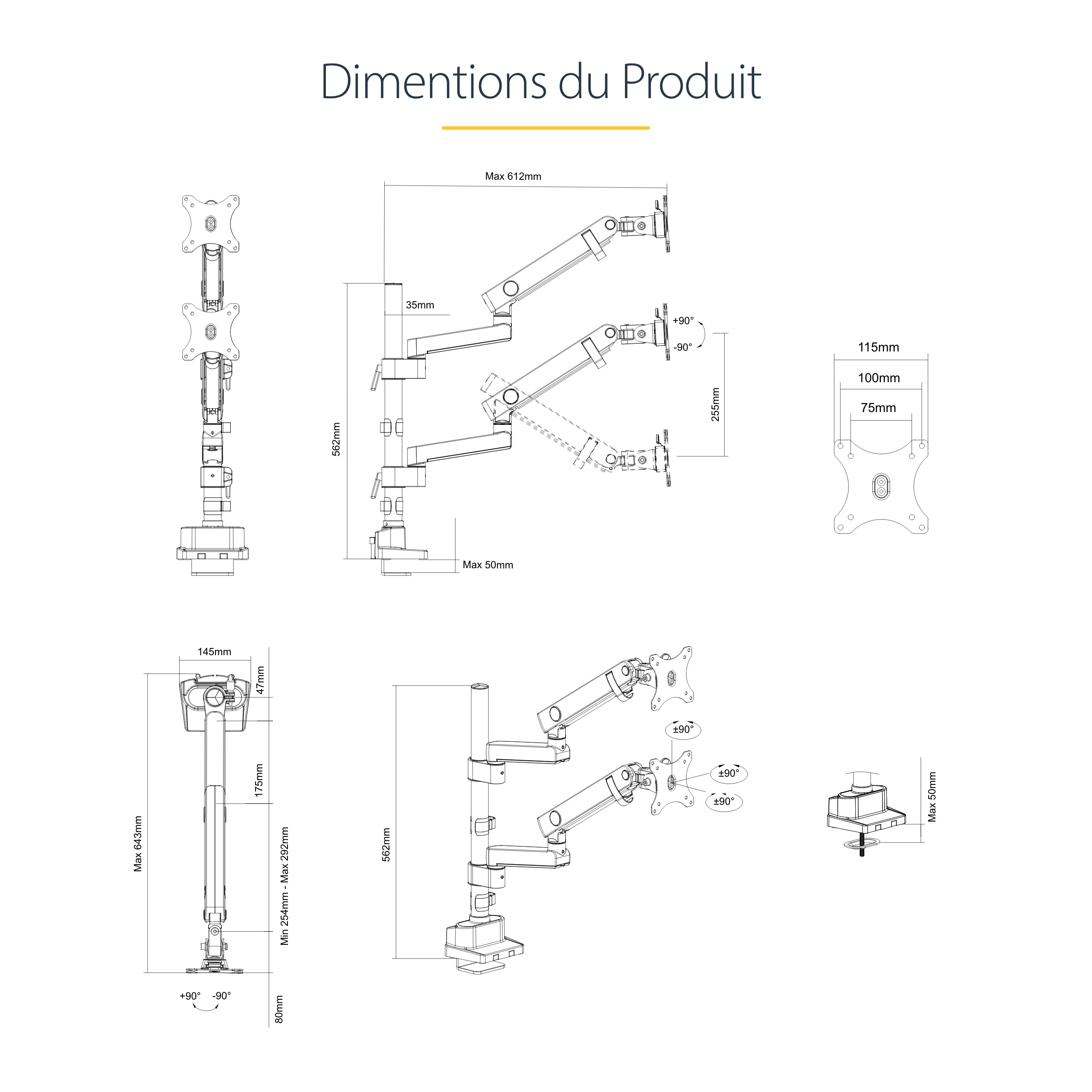 Desk Mount Dual Monitor Arm - 32in VESA