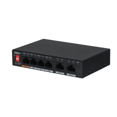 Dahua PFS3006-4ET-60-V2 Commutateur de bureau non géré 10/100Mbps a 6 ports avec 4 ports PoE