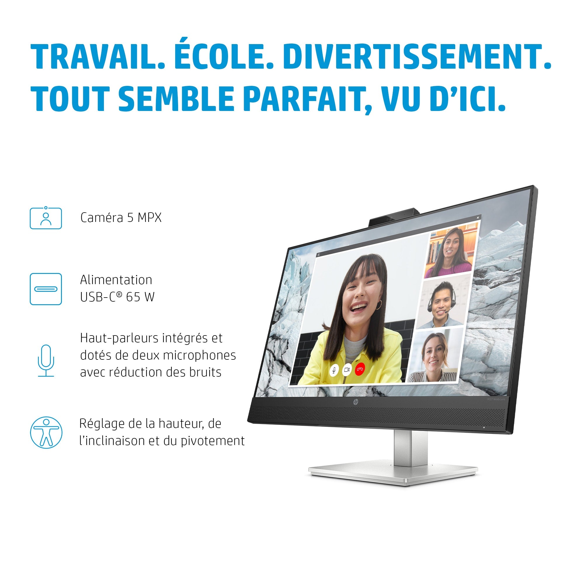 "HP E-Series E27m G4 68,6 cm (27"") 2560 x 1440 pixels Quad HD Noir"
