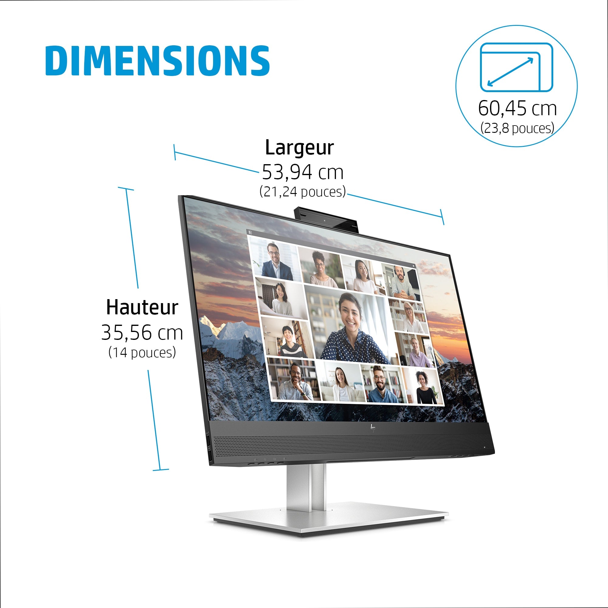 "HP E24m G4 60,5 cm (23.8"") 1920 x 1080 pixels Full HD Noir, Argent"